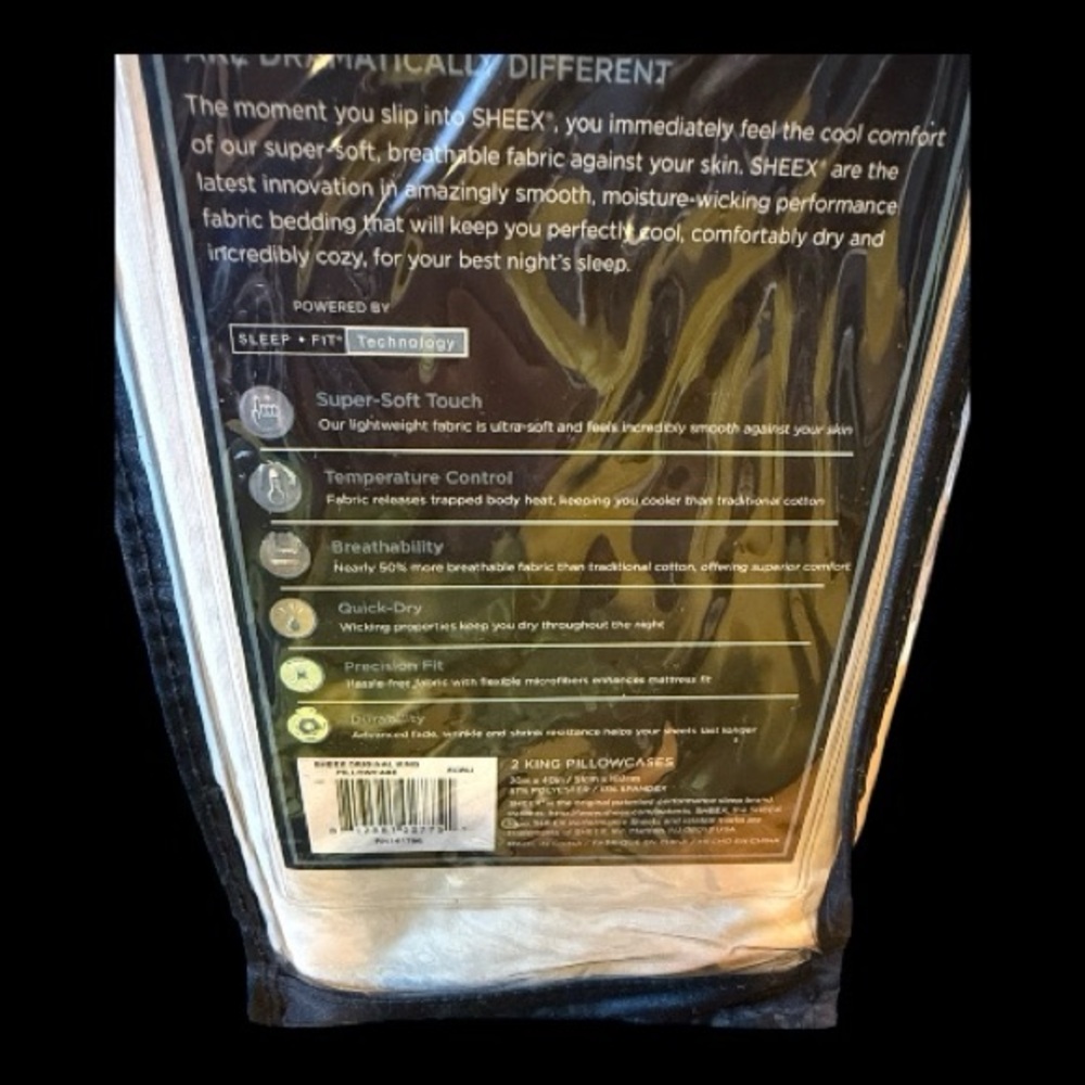Sheex Performance Fabric King Pillowcase Pair Ecru - Picture 3 of 4